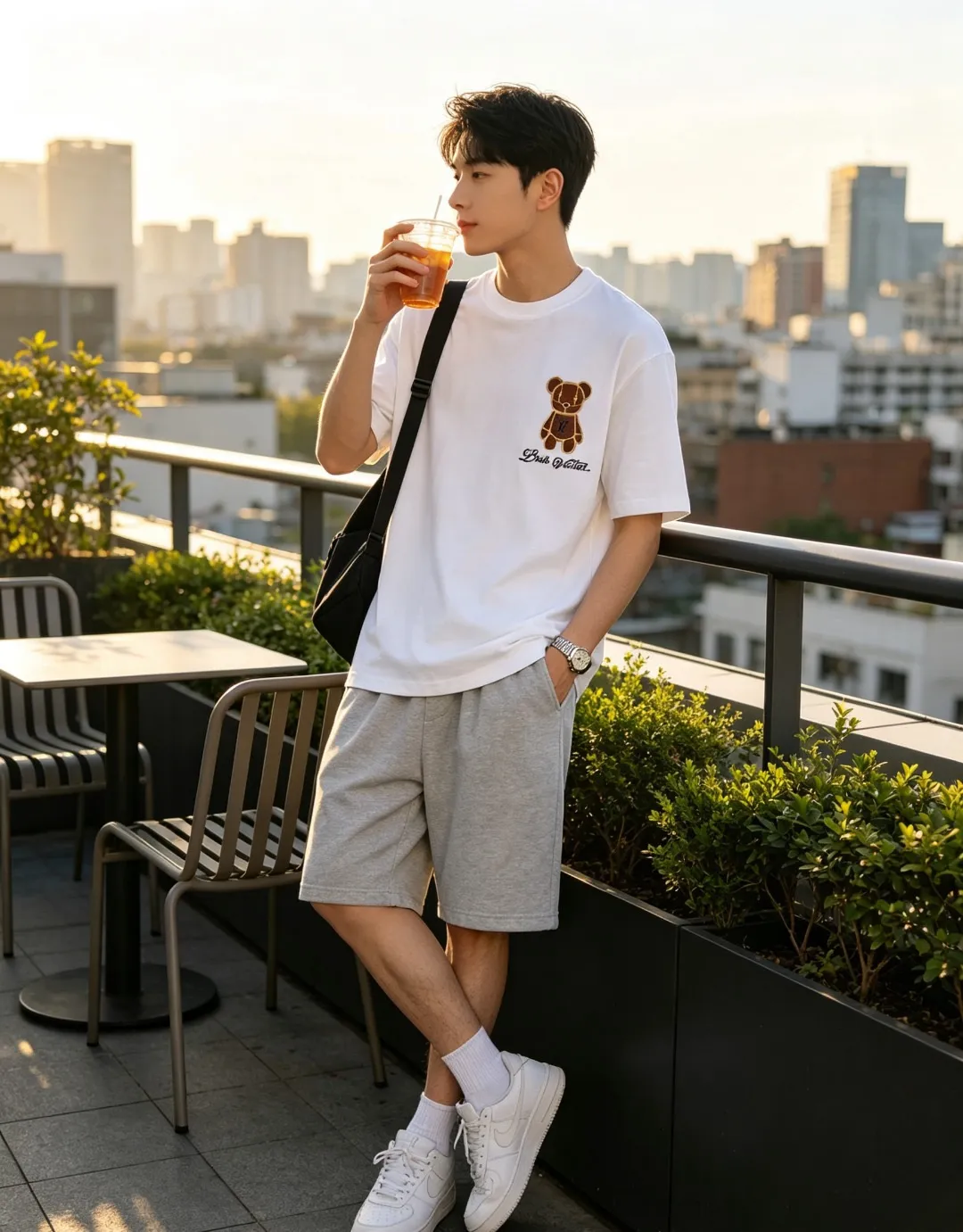 Louis Vuitton/Louis Vuitton 26ss towel patch bear short sleeves